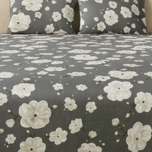 Grey Bloom- 100% Cotton Double Bedsheet Set