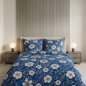 Navy Bloom-Bedsheet Set