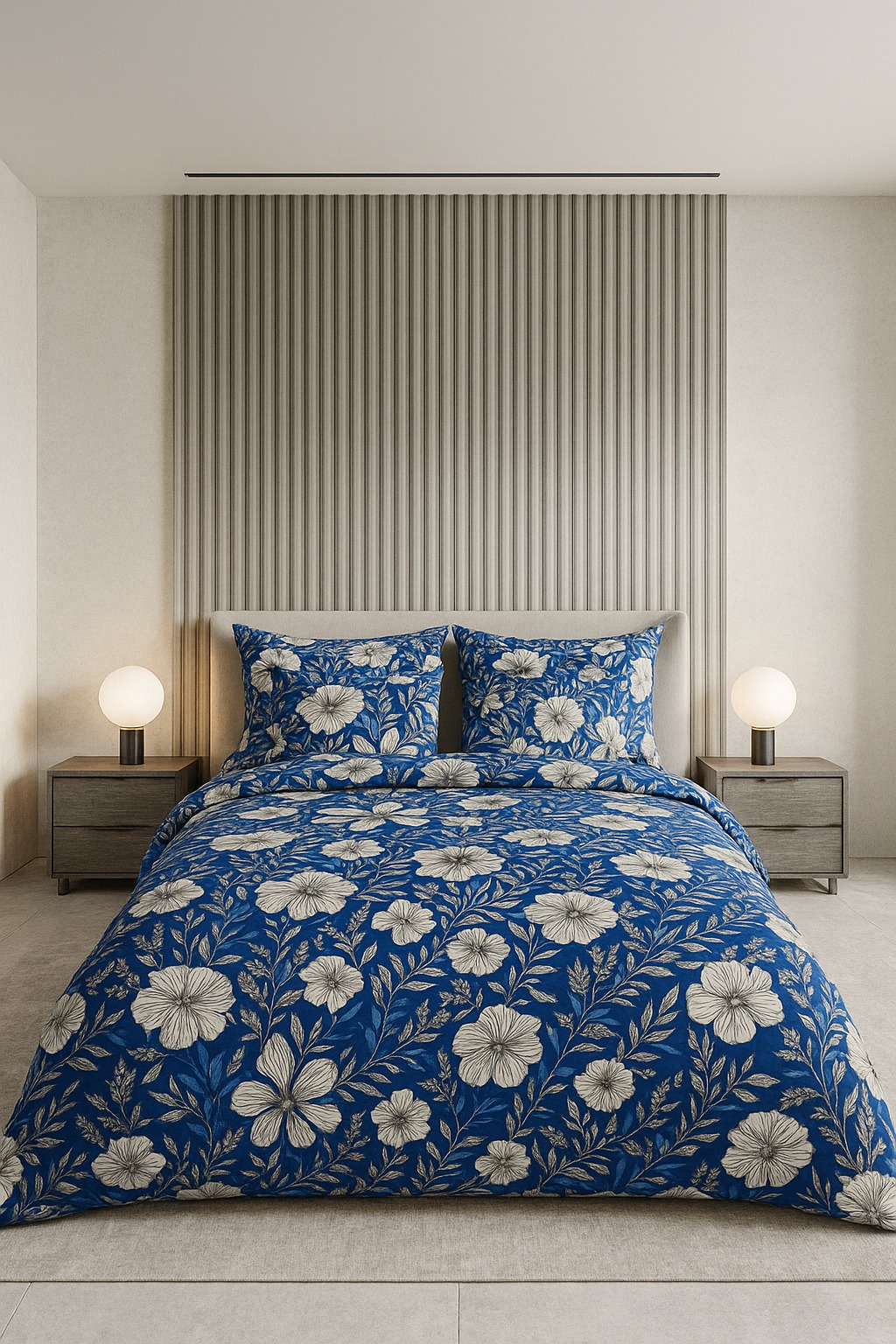 Navy Bloom-Bedsheet Set
